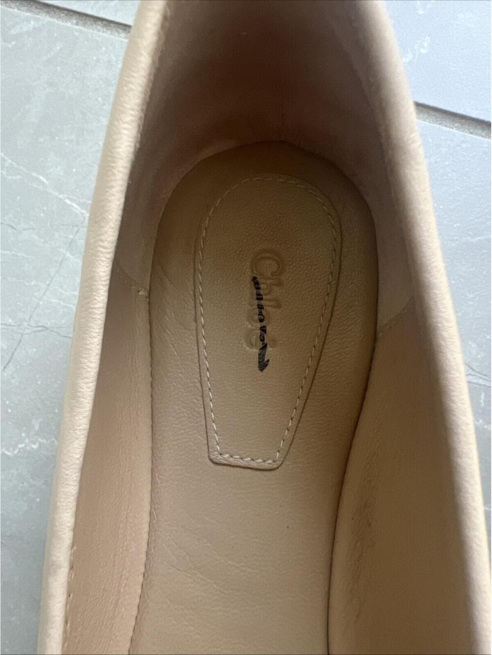 Chloé $650 Lauren Leather Ballerina Flat Women's Size 39.5 W Delicate Nude - Picture 9 of 10